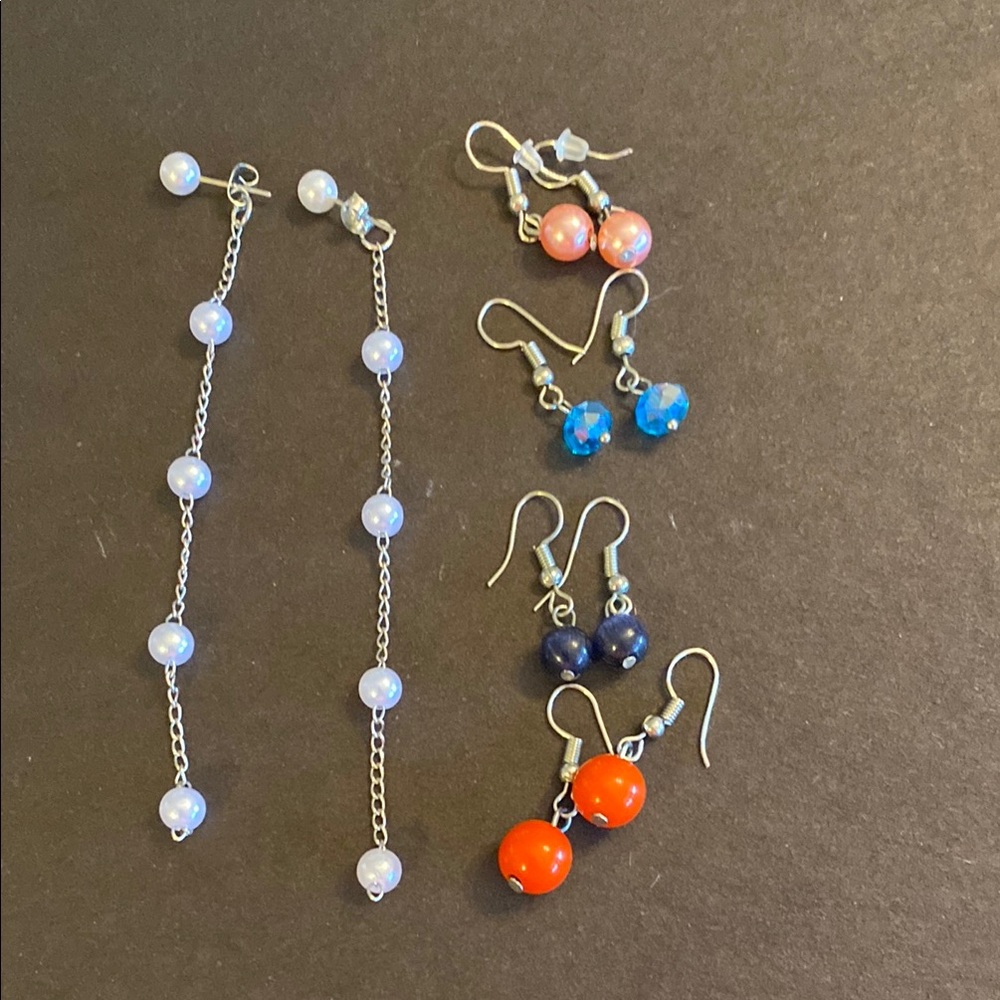 Elegant Silver and Multicolor Beaded Earrings Set